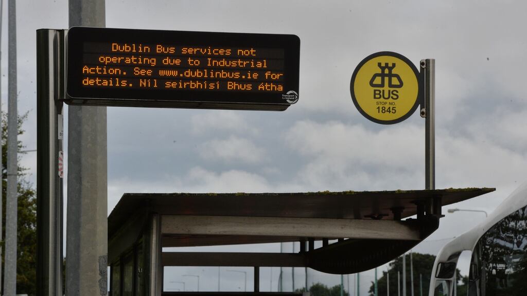 An empty bus stop on the Navan Road N3 route towards Dublin City. Photograph: Alan Betson