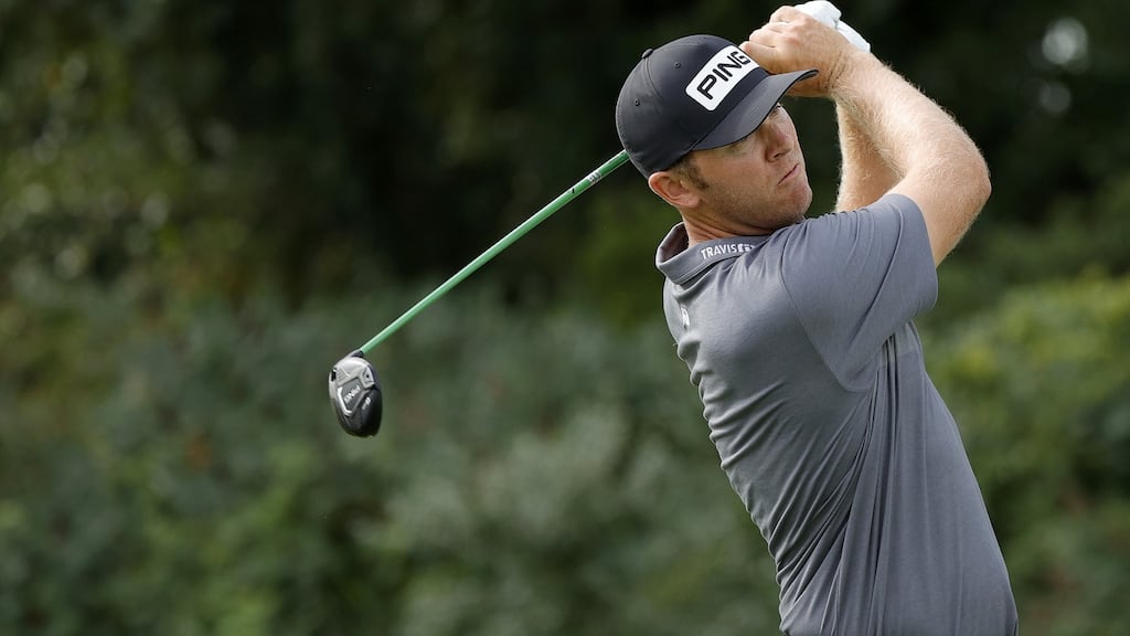Ireland’s Séamus Power drives from the 16th tee during the first round of the Northern Trust at Liberty National Golf Club on August 19, 2021 in Jersey City, New Jersey. Photograph: Sarah Stier/Getty Images