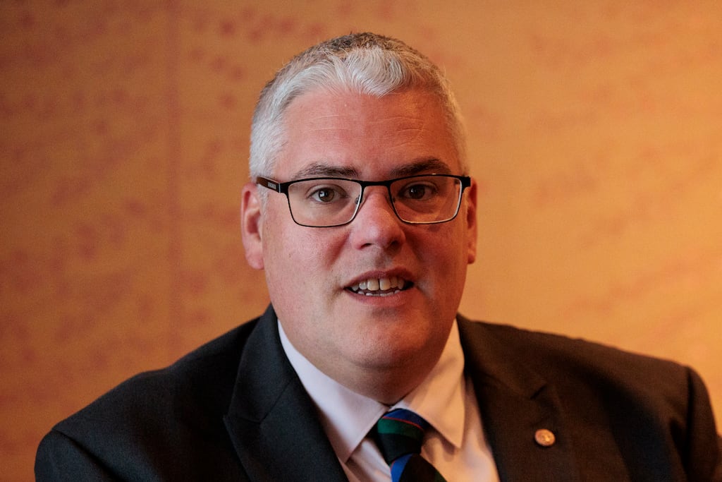 DUP leader Gavin Robinson MP at DUP HQ on Dundela Avenue in Belfast on Thursday. Photograph: Liam McBurney/PA Wire