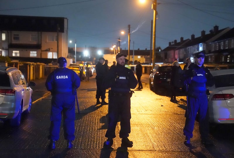 The scene in Finglas, north Dublin, after the shooting on Saturday evening. Photograph: Brian Lawless/PA Wire
