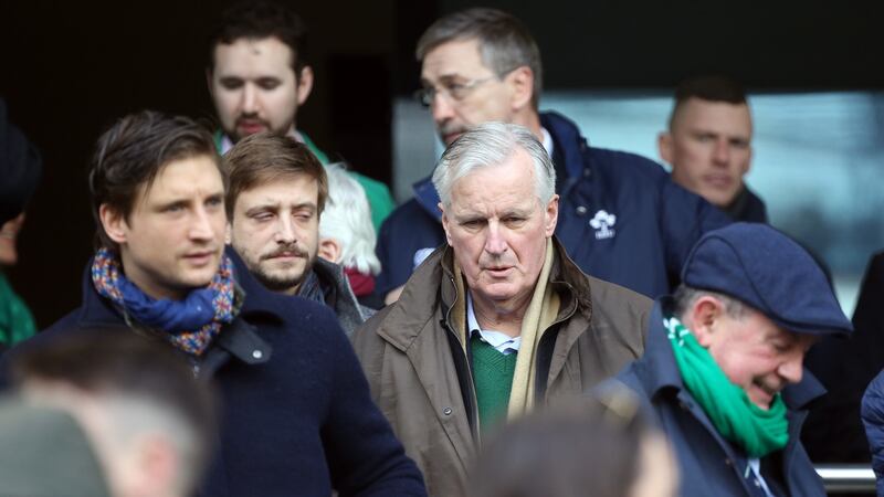 EU’s chief Brexit negotiator Michel Barnier at the game. Photograph: Tom Honan/ The Irish Times.