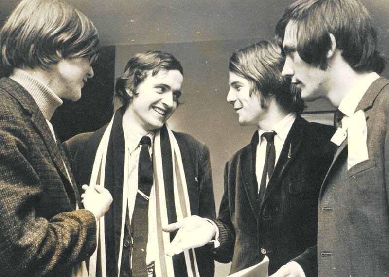 Frank McDonald (centre), UCD delegate at the 1969 USI Congress in Rosses Point, Co Sligo, with Tom Hayes and Seán Finlay