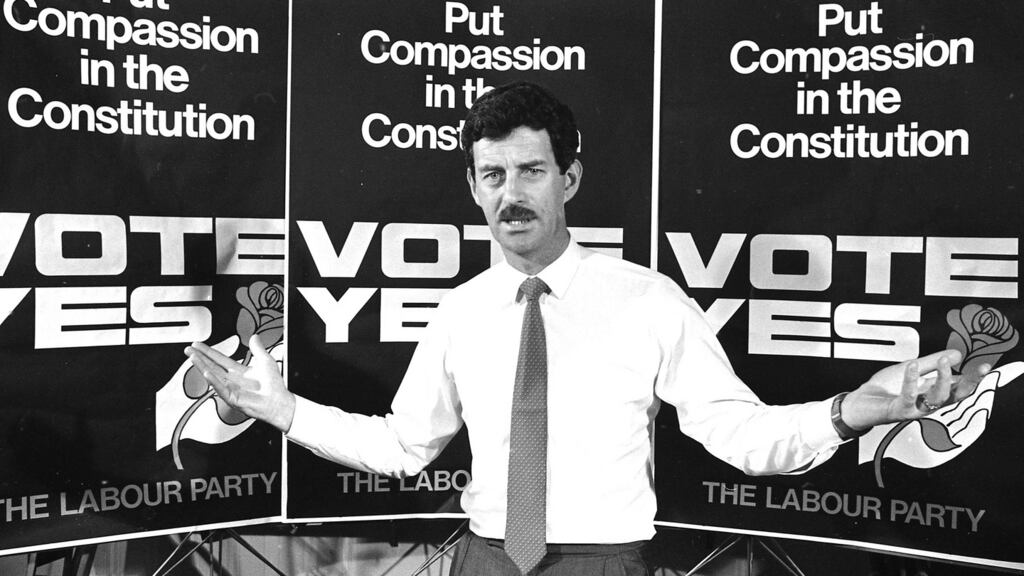 Labour Party leader Dick Spring speaking at a press conference to urge a Yes vote in the 1986 divorce referendum. Photograph: Jack McManus