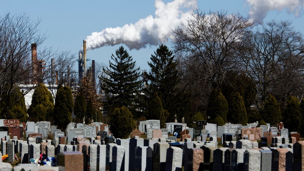 Emissions rise from the stacks of the Linden Generating Station in Linden, New Jersey. President Donald Trump is preparing to unveil an executive order to dismantle President Barack Obama’s climate change policies. Photograph: Justin Lane/EPA