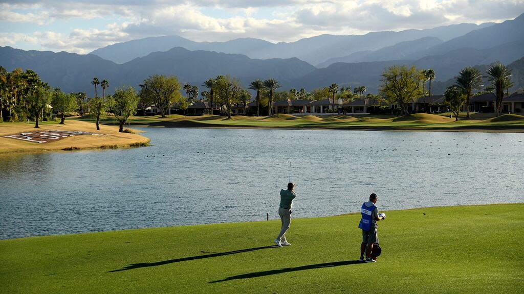 Brendan Steele plays his second shot on the ninth hole during the first round of The American Express tournament on the Jack Nicklaus Tournament Course at PGA West in La Quinta, California. Photo: Harry How/Getty Images