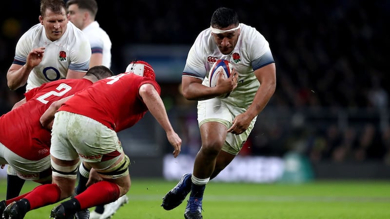 Mako Vunipola carries against Wales. Photograph: Adam Davy/PA