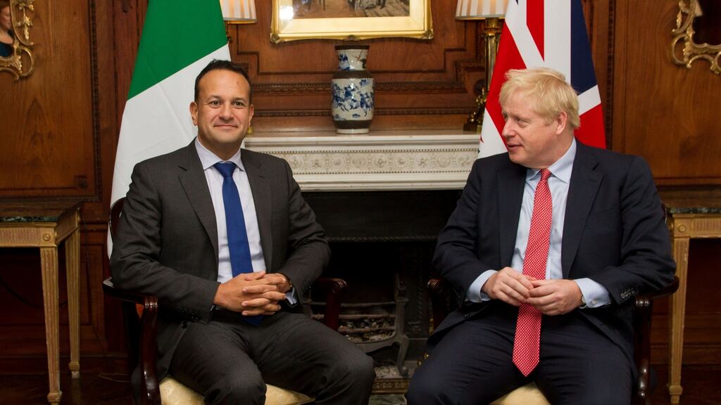 Taoiseach Leo Varadkar and British prime minister Boris Johnson. Despite the cloud of Brexit hanging over the Irish economy, the survey found Irish SMEs were the fourth most optimistic about the performance of their domestic economy. Photograph: Noel Mullen/AFP