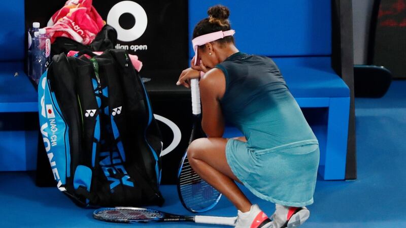 Osaka was emotional after sealing victory. Photo: Aly Song/Reuters