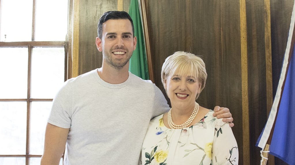 Start Summit organiser Jamie White and Minister for Enterprise Heather Humphreys