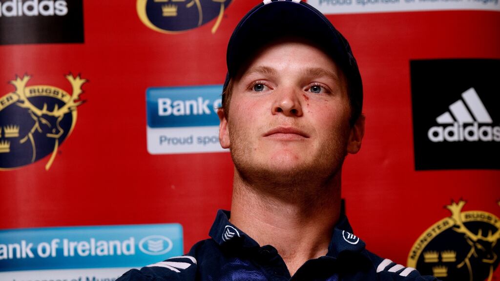 Munster’s Tyler Bleyendaal: “We know we’re playing the Scarlets, who are incredibly dangerous, and we’re going to be under pressure at times. The crowd might help us get out of those holes as well.” Photograph: James Crombie/Inpho