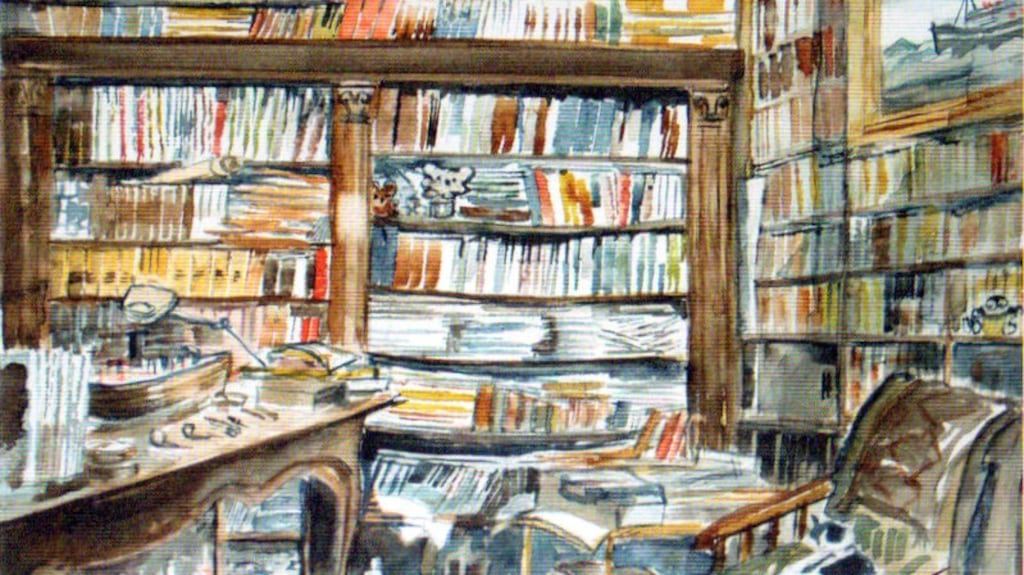 ‘From Room for Books, Paintings of Irish Libraries’ by William Laffan with drawings by Alison Rosse.