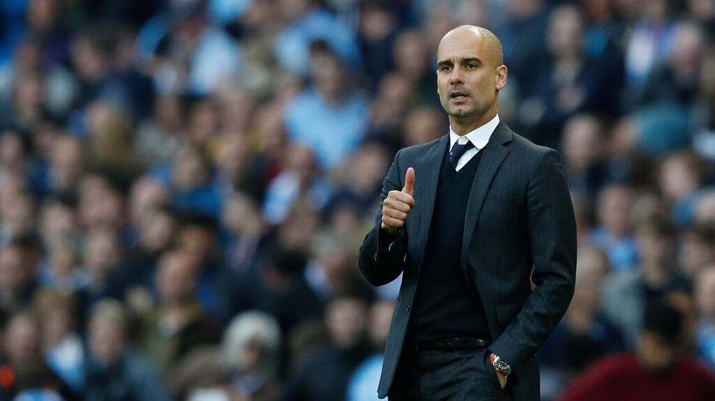 Manchester City’s Catalan manager Pep Guardiola. Photograph: Phil Noble/Reuters