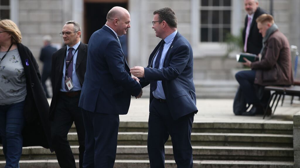 Senator Diarmuid Wilson (left) with Labour Party leader Alan Kelly. Mr Wilson is viewed as the frontrunner to be the next cathaoirleach of the Seanad. Photograph: Nick Bradshaw