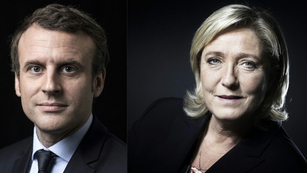 French presidential election candidates Emmanuel Macron, for the En Marche! movement, and Marine Le Pen, for the far-right Front National party. Photographs: Eric Feferberg,Joel Saget/AFP/Getty Images