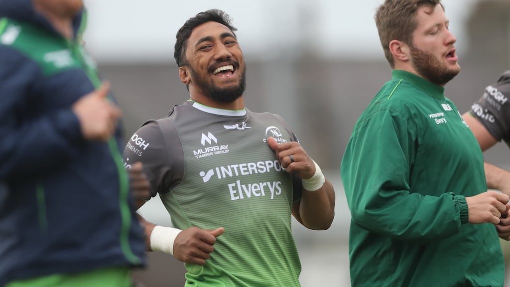 Connacht centre Bundee Aki has apologised for liking Israel Folau’s social media post. Photograph: James Crombie/Inpho