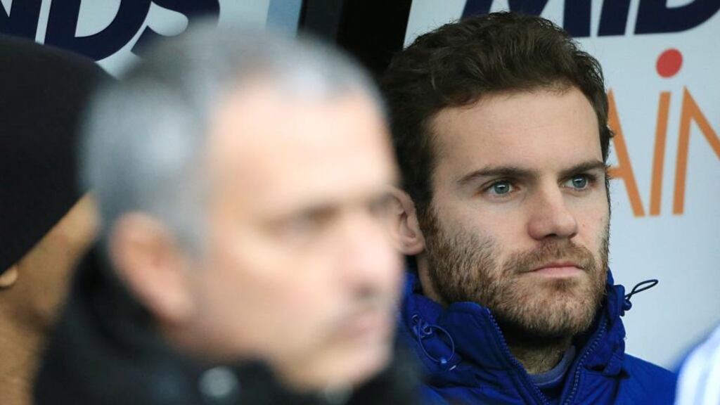 Chelsea’s Juan Mata (right) and manager José Mourinho (left) have not seen eye to eye this season. Photograph: Nick Potts/PA Wire
