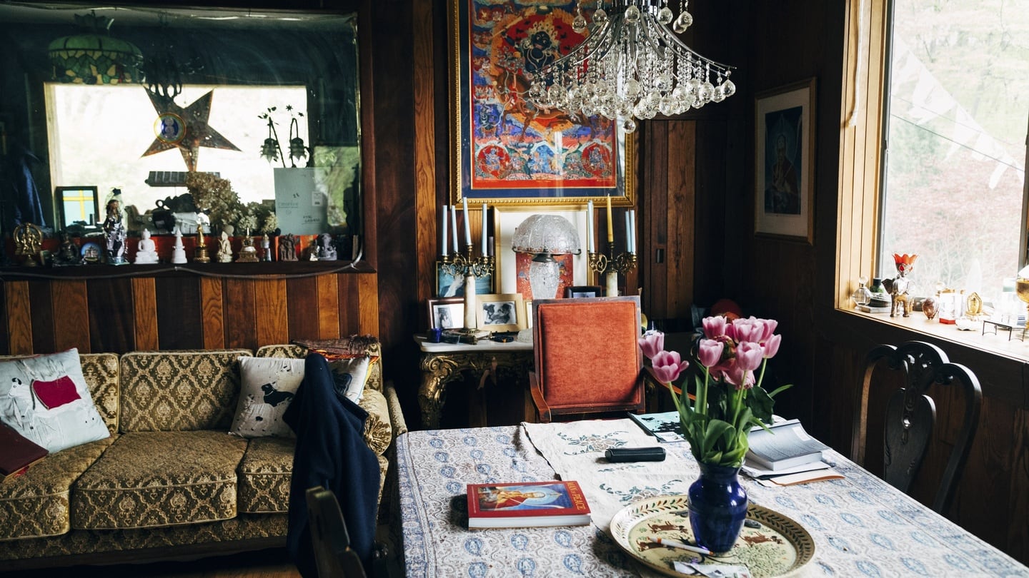 The home of Nena and Robert Thurman at home in Woodstock, N.Y(Andrew White/The New York Times)