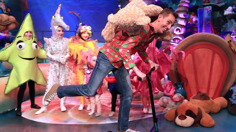Ryan Tubridy with some of the children taking part the Late Late Toy Show. The theme of this year’s show takes inspiration from the classic Disney animated film ‘The Little Mermaid’. Photograph: Colin Keegan, Collins Dublin
