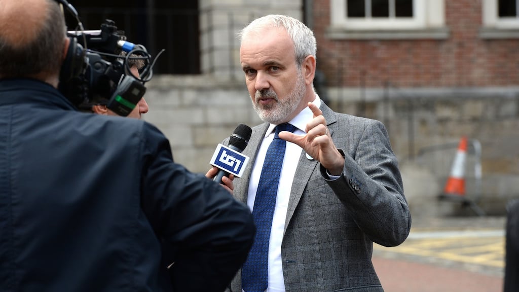 Colm O Gorman, Director Amnesty International Ireland, and an abuse survivor at Dublin Castle during the visit of Pope Francis. Photograph: Cyril Byrne/ The Irish Times