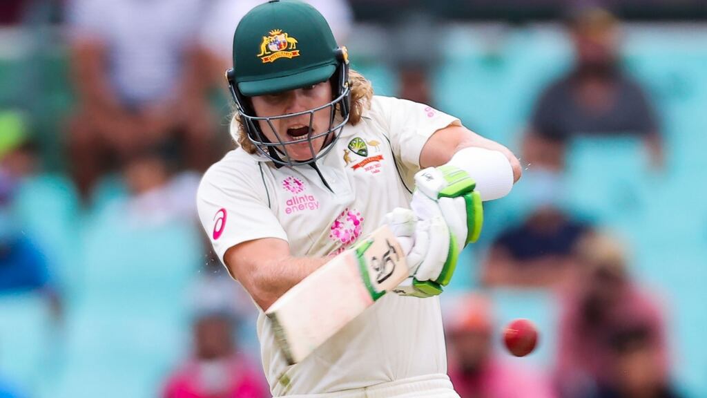 Australia’s Will Pucovski made a half century on Test debut in Sydney. Photograph: David Gray/Getty/AFP