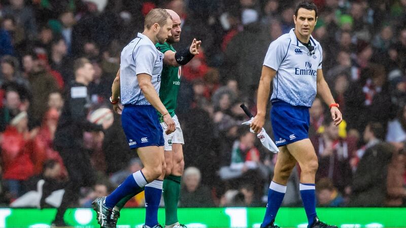 Ireland captain Rory Best was clearly disgusted with some of the calls made by referee Angus Gardner in Cardiff. Photograph: Morgan Treacy/Inpho