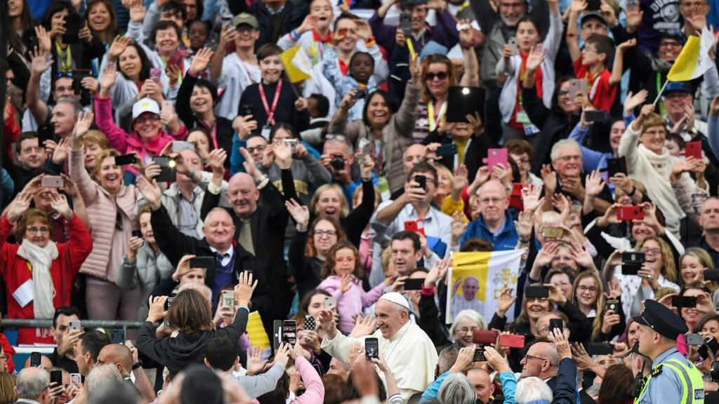 Pope Francis at the Festival of Families at Croke Park on August 25th, 2018:  “Grappling Catholic” Derek Scally has written a book rich with history, interrogation and emotional intelligence. Photograph: Jeff J Mitchell/Getty