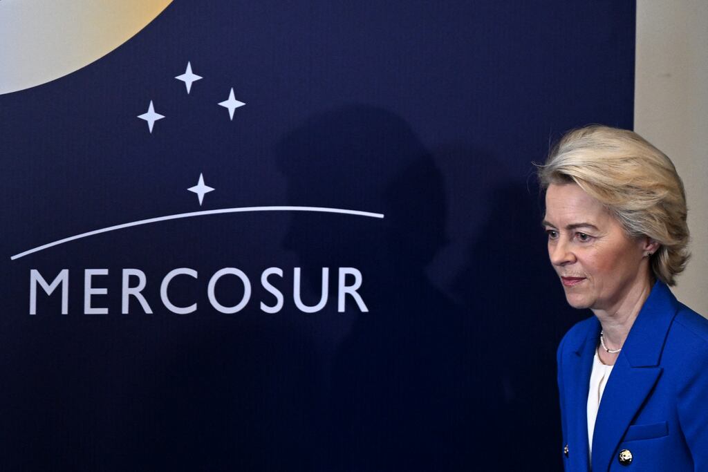 European Commission president Ursula von der Leyen arrives for the Mercosur summit in Montevideo, Uruguay. Photograph: Eitan Abramovich/AFP via Getty Images