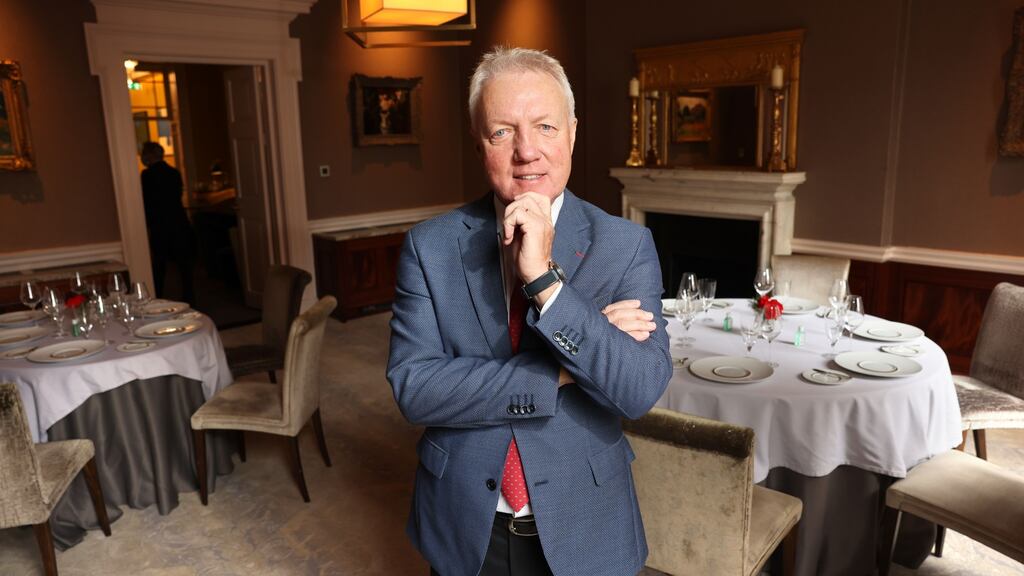 Patrick Guilbaud (69) in his restaurant at Dublin’s Merrion hotel, which has earned two Michelin stars. “I would love to have three, no question about that,” he says. Photographs: Dara Mac Dónaill