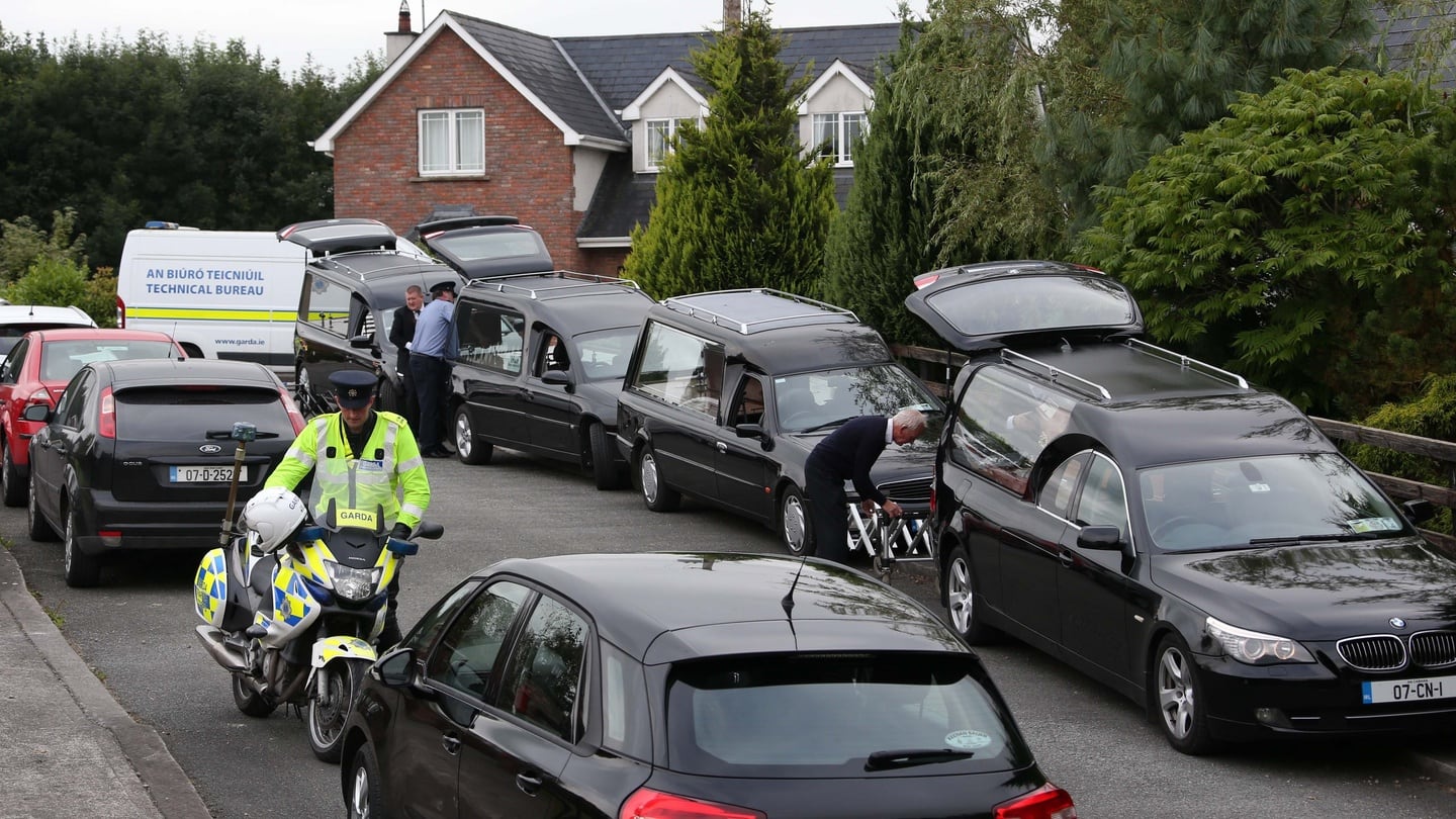 Undertakers arrive to remove the remains from the house at Oakdene Barcroney Ballyjamesduff, Co Cavan. Photograph: Colin Keegan/ Collins Dublin.