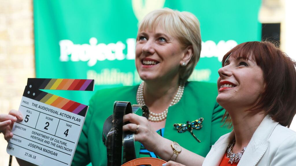 Large ensemble cast: Minister for Business, Enterprise and Innovation Heather Humphreys and Minister for Culture, Heritage and the Gaeltacht Josepha Madigan at the launch of the Audiovisual Action Plan in June. Photograph: Nick Bradshaw