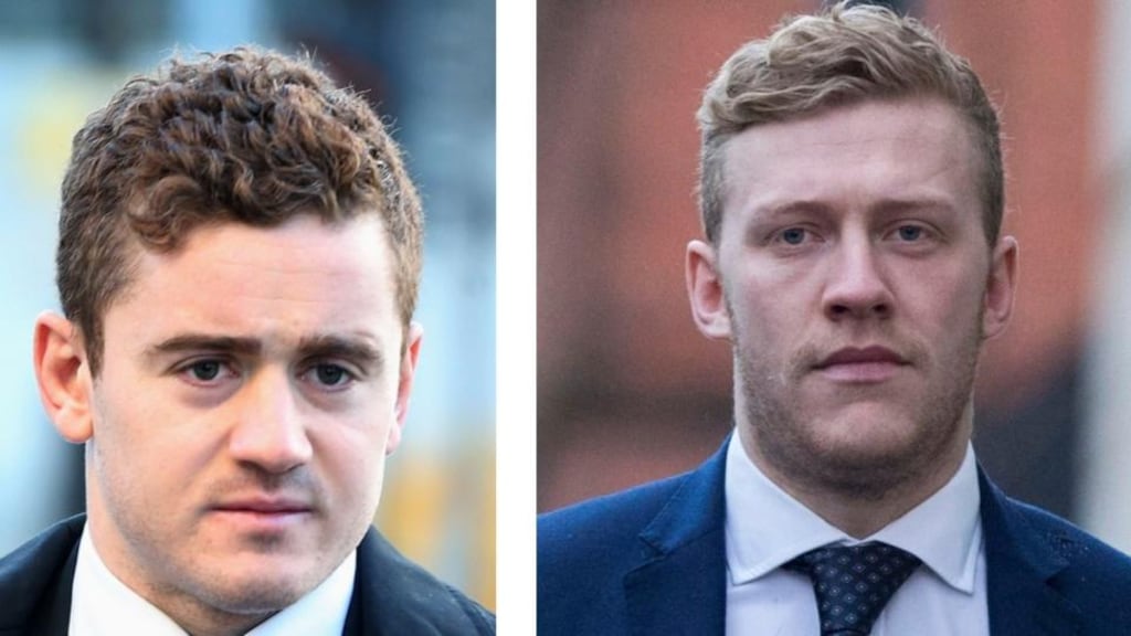 Paddy Jackson and Stuart Olding arriving in court in Belfast. The rugby players deny the charges against them. Photograph: PA