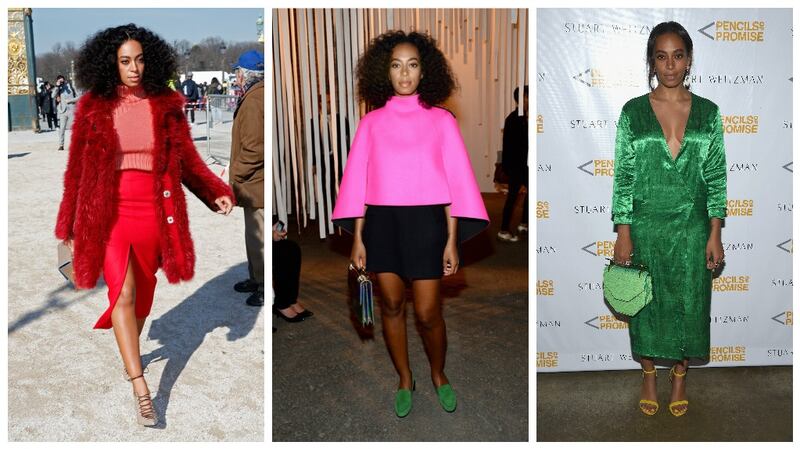 Solange Knowles: a sartorially bona fide mix-master. Photographs: Pierre Suu; Ben Gabbe; Dimitrios Kambouris/Getty Images
