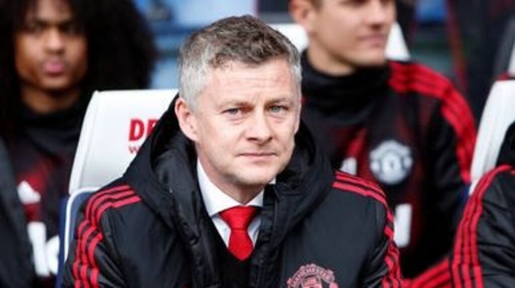 Ole Gunnar Solskjær during the game against Huddersfield Town. “We played some good stuff for half an hour, but when we created opportunities we didn’t take them.” Photograph: Getty Images