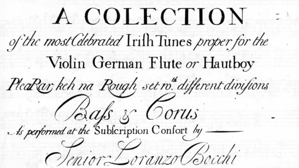 Reference archive: from A Collection of the Most Celebrated Irish Tunes Proper for the Violin, German Flute or Hautboy, the first notated collection of Irish music, from 1724. Photograph: ITMA