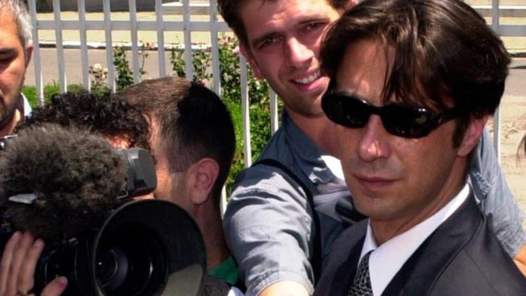 Dragoslav Ognjanovic (wearing shades) back in 2001: was shot dead on Saturday night outside his apartment block in the Serbian capital, Belgrade, and his son (26) was injured. Photograph: Darko Vojinovic