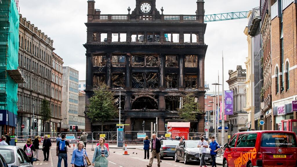 The fire-damaged Primark store in Belfast.