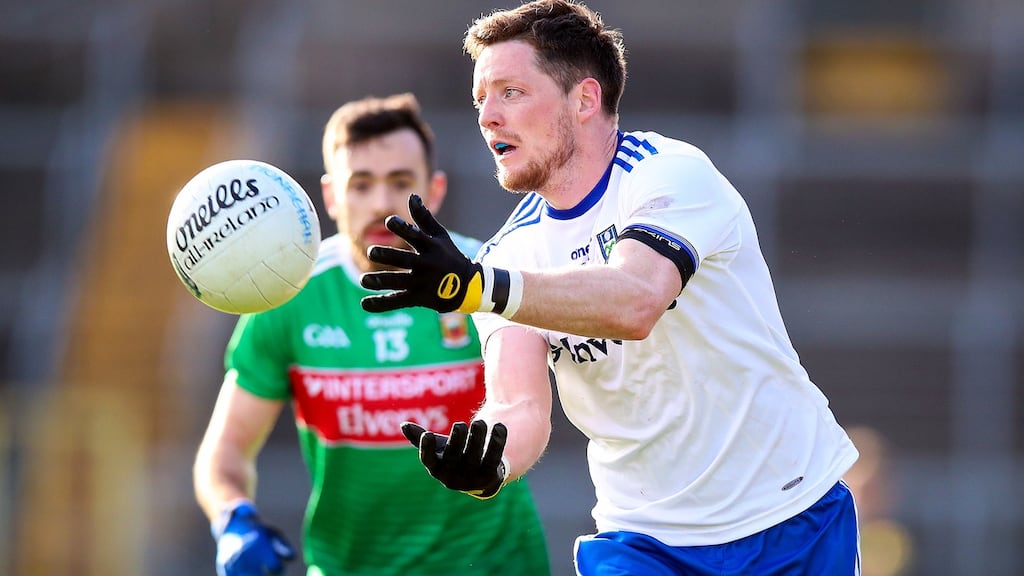 Conor McManus in action for Monaghan against Mayo in February’s Allianz Football League Division 1 match in Clones. Photograph: Tommy Dickson/Inpho