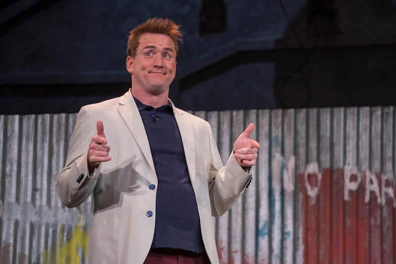 Rory Nolan as Ross O'Carroll-Kelly in Postcards from the Ledge in 2017, written by Paul Howard and directed by Jimmy Fay. Photograph: Patrick Redmond