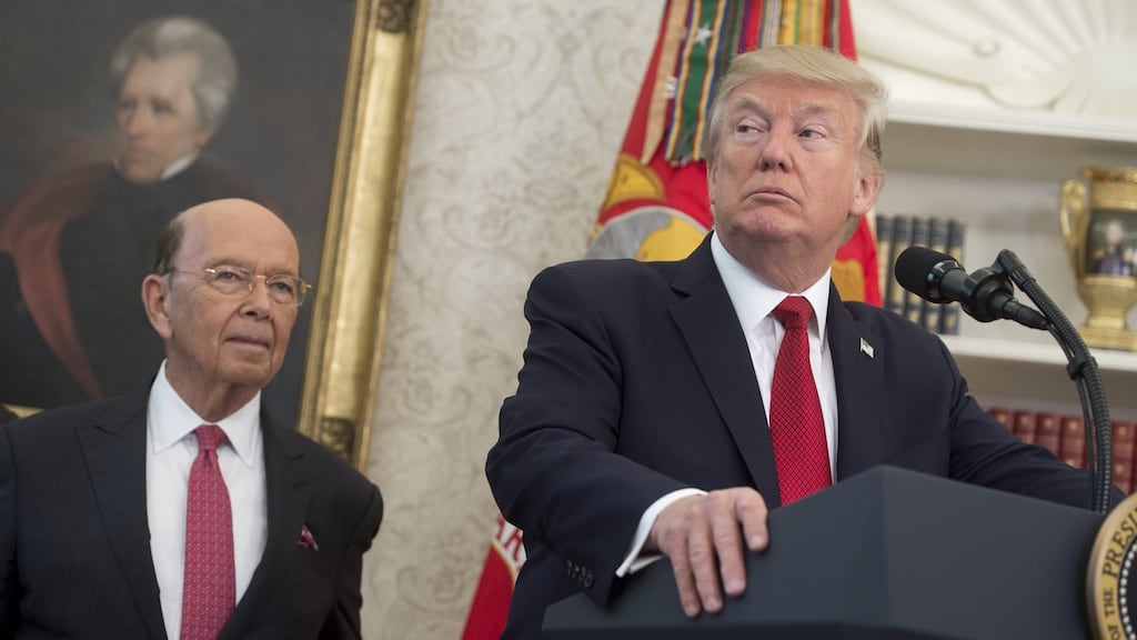 Donald Trump speaks alongside Wilbur Ross about his tax reform proposal last week. Photograph: Saul Loeb/AP
