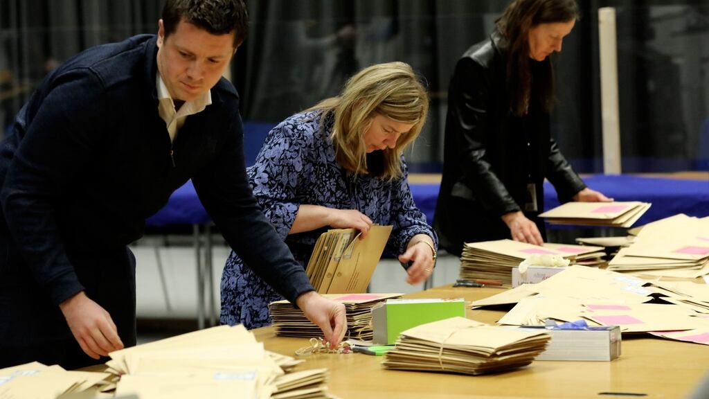 Ballot boxes are opened at Dublin Castle for the Seanad’s vocational panel seats. Photograph: Maxwells Dublin
