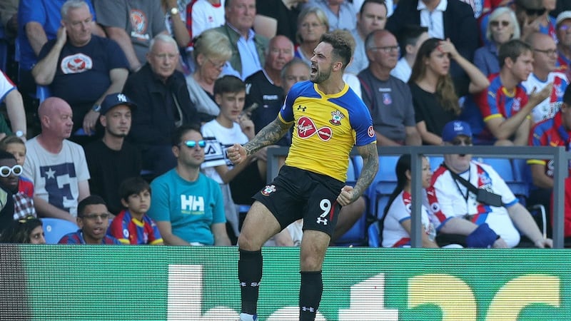 Danny Ings celebrates after opening the scoring for Southampton against Crystal Palace. Photograph: Alex Morton/Getty