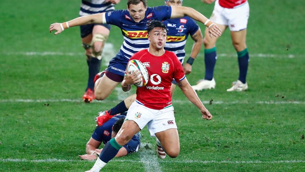 Marcus Smith impressed on his Lions debut in Cape Town. Photograph: Nic Bothma/EPA