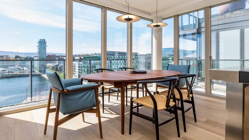 After: The penthouse has some of the best views in Dublin of Grand Canal Dock and the Liffey