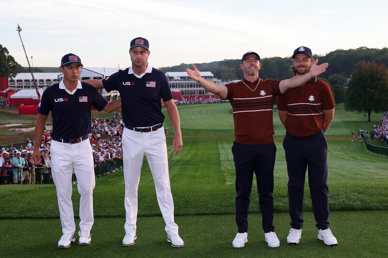 Rory McIlroy welcomes boos from the crowd ahead of Saturday's foursomes session. Photograph: Andrew Redington/Getty Images
