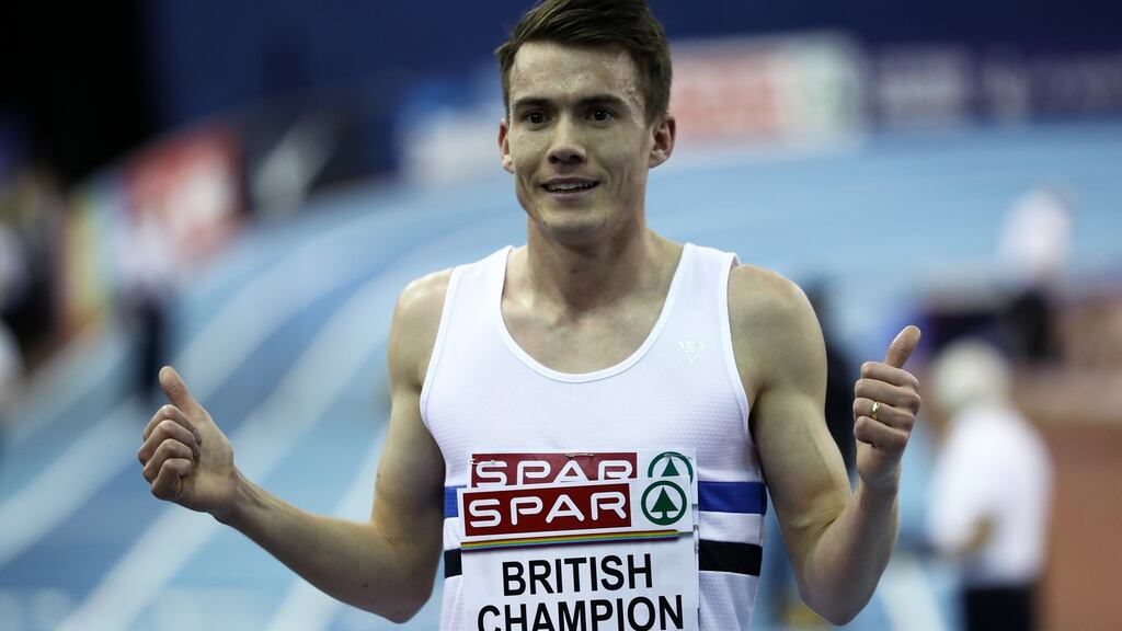 Britain’s Chris O’Hare won a second Wanamaker Mile in New York on Saturday night. Photograph: Bryn Lennon/Getty Images