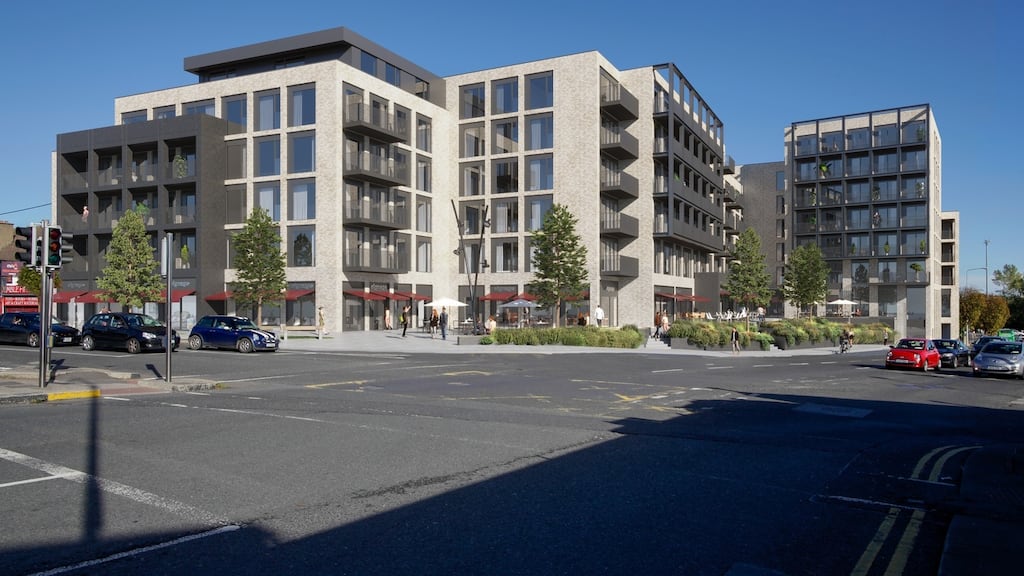 A computer-generated image of the apartments proposed for the Stillorgan Leisureplex site