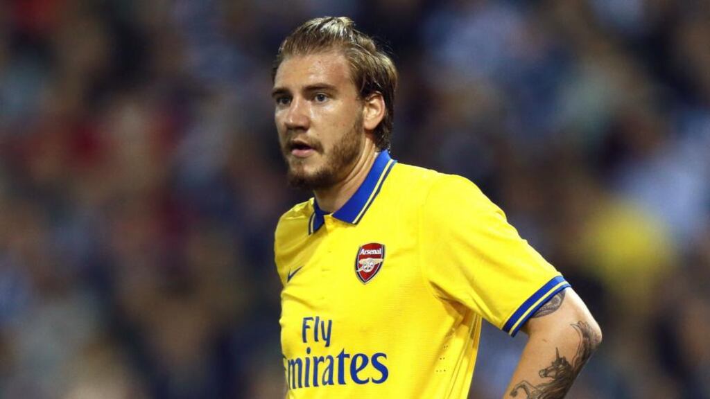 Arsenal striker Nicklas Bendtner was been arrested on suspicion of criminal damage at his apartment block. Photograph: David Davies/PA Wire