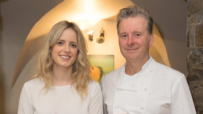 Ross Lewis of Chapter One with Jane Rainey, whose work Scattering Light is the latest addition to the restaurant’s Project Art collection