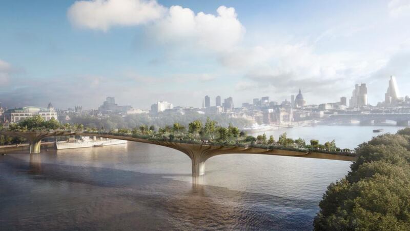 The Garden Bridge in London designed by Thomas Heatherwick and inspired by actress and campaigner, Joanna Lumley