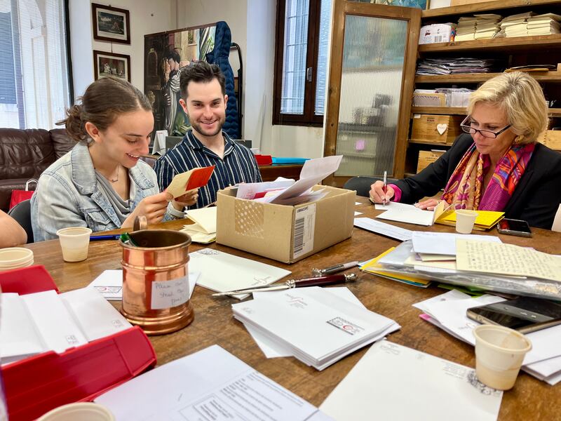 Volunteers answer letters sent to Shakespeare's Juliet, in the office of the Juliet Club in Verona, Italy